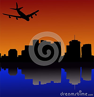 Plane arriving in New Orleans Vector Illustration