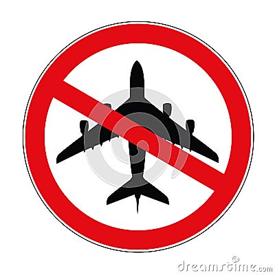 Plane aviation prohibited warning sign icon Vector Illustration