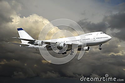 Plane in bad weather Stock Photo