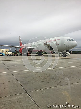 The plane is being prepared for a flight Editorial Stock Photo