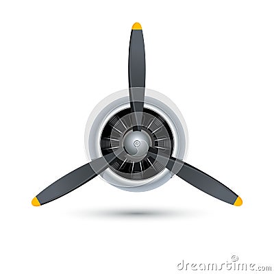 Plane blade propeller, vector airplane wood engine logo icon. Aircraft propeller fan Vector Illustration
