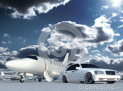 Plane and car Stock Photo