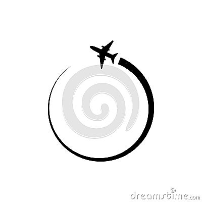 Plane circle maneuver logo icon design template vector Vector Illustration
