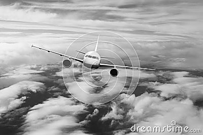 Plane clouds on the plane nature background blue Stock Photo