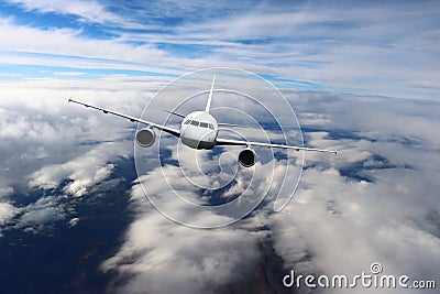 Plane clouds on the plane nature background blue Stock Photo