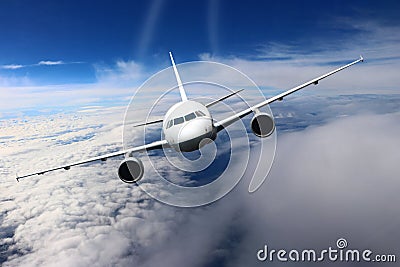 Plane clouds on the plane nature background blue Stock Photo