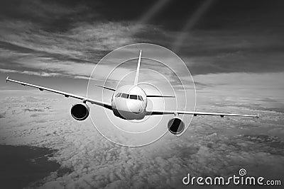 Plane clouds on the plane nature background blue Stock Photo