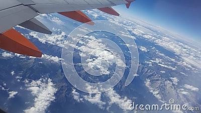 Plane clouds wing Stock Photo