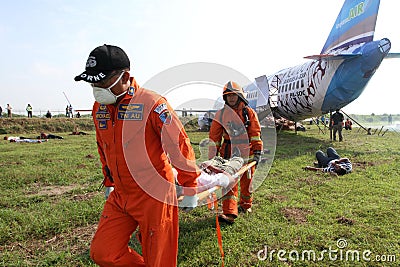 Plane crash simulation Editorial Stock Photo