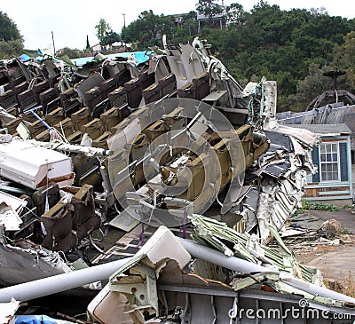 Plane crashed, house with disaster Editorial Stock Photo