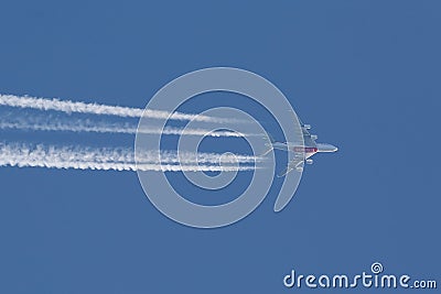 Plane at cruising altitude Editorial Stock Photo