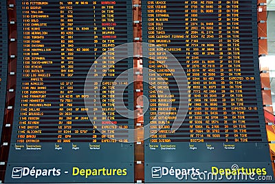Plane departure board Editorial Stock Photo