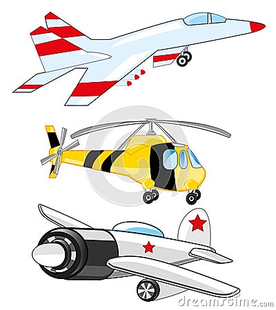 Plane ,fighter and helicopter Vector Illustration