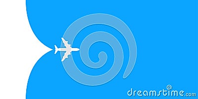 Plane flying on blue sky travel concept, airplane fly. Passenger plane, jet commercial aircraft - for stock Vector Illustration