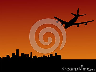 Plane flying to Miami Vector Illustration