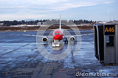 Plane getting ready to leave the airport Editorial Stock Photo