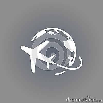 Plane Globe Icon stock vector illustration flat design Vector Illustration