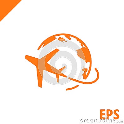 Plane Globe Icon stock vector illustration flat design Vector Illustration