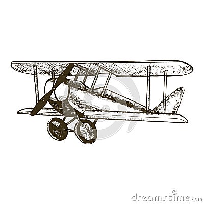 Plane Hand Draw Sketch. Vector Vector Illustration