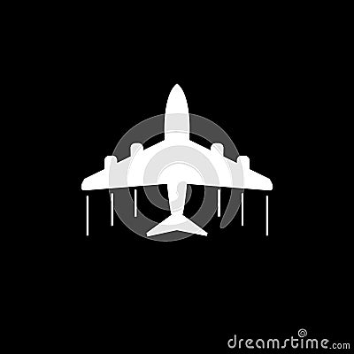 Plane icon. Airplane flat vector illustration on grey background Vector Illustration