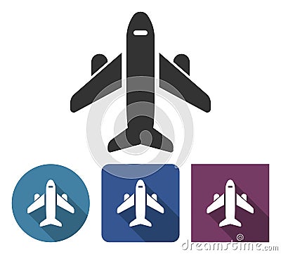 Plane icon in different variants Vector Illustration