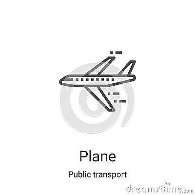 plane icon vector from public transport collection. Thin line plane outline icon vector illustration. Linear symbol for use on web Vector Illustration