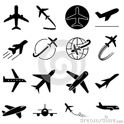 Plane icon vector set. aviation illustration sign collection. travel symbol. aircraft logo. Vector Illustration