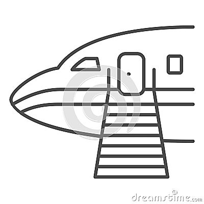 Plane ladder thin line icon, airlines concept, plane ladder vector sign on white background, passengers ladder outline Vector Illustration