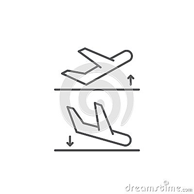 Plane landing, takeoff vector icon symbol isolated on white background Vector Illustration