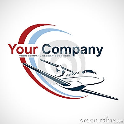 Plane Logo Design. Creative vector icon with plane and ellipse shape. Vector illustration. Vector Illustration