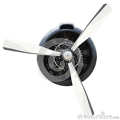 Plane Motor with Propeller Stock Photo