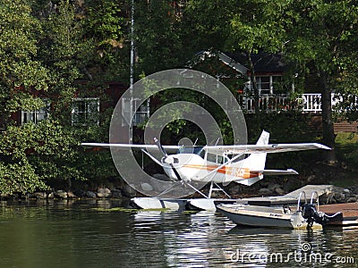 Seaplane parking by the lake Editorial Stock Photo