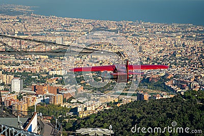 Barcelona, Spain - A plane ride in Tibidabo Amusement Park Stock Photo