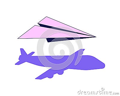 Plane shadow flat line color isolated vector object Vector Illustration