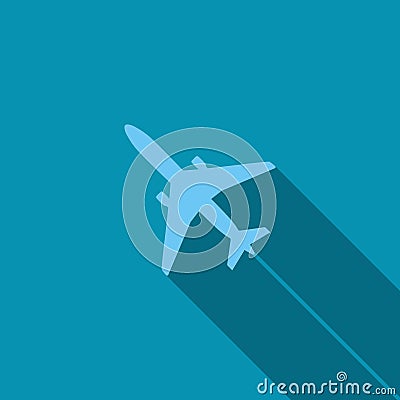 Airplane graphic icon on blue green background Cartoon Illustration