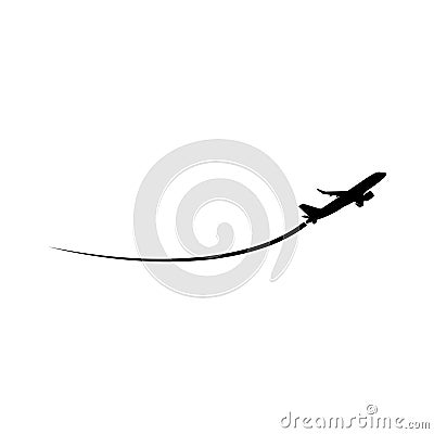 Plane silhouette on a white background, Airplane logo or icon Vector Illustration