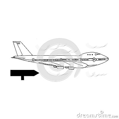 A plane in the sky Cartoon Illustration