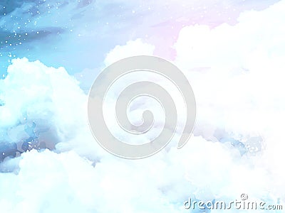 Plane sky view with white snow. Watercolor frozen style texture. Vector Illustration
