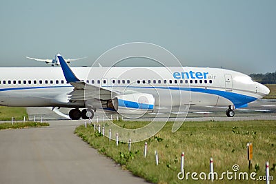 Plane SP-ENP - Boeing 737-8AS - Enter Air preparing to take off. Editorial Stock Photo