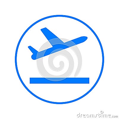 Plane takeoff circular line icon. Round colorful sign. Flat style vector symbol. Vector Illustration
