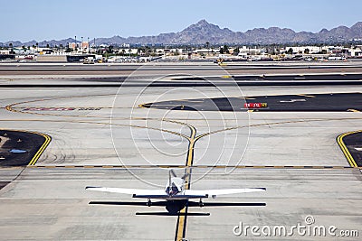 Plane on Taxiway Stock Photo