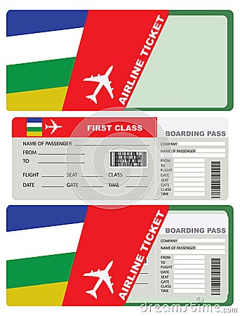 Plane ticket first class in Central African Republic Vector Illustration