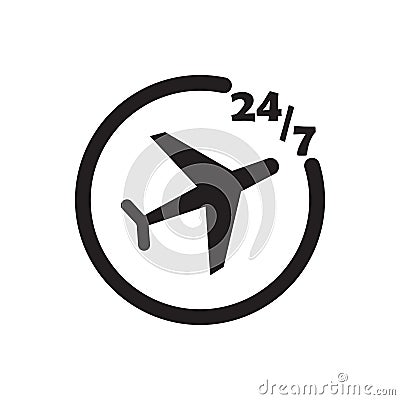 247 plane ticket icon black vector design illustration Vector Illustration