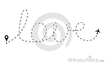 Plane tracing love line in the air Vector Illustration