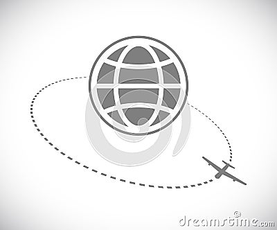 Plane track around globe Vector Illustration