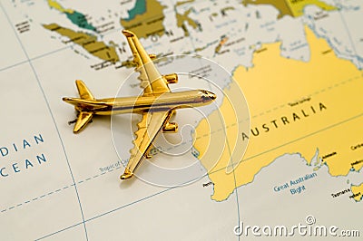 Plane Traveling Over Australia Stock Photo