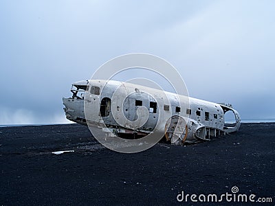 Plane Wreck near vik iceland Stock Photo