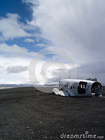Plane Wreck near vik iceland Stock Photo