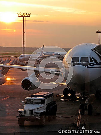 Planes in airport Stock Photo