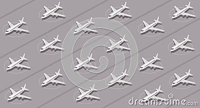 Planes grounded by coronavirus pandemic sit idle at airport Vector Illustration